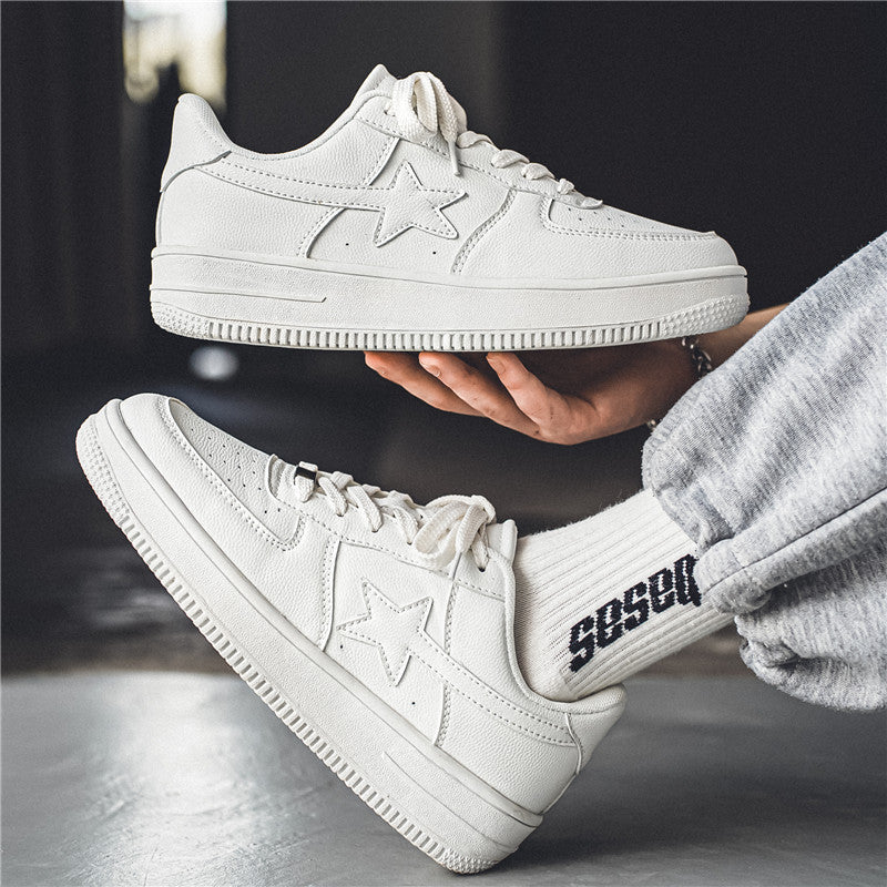 Men's Thick Sole White Sneakers | Casual Fashion Shoes