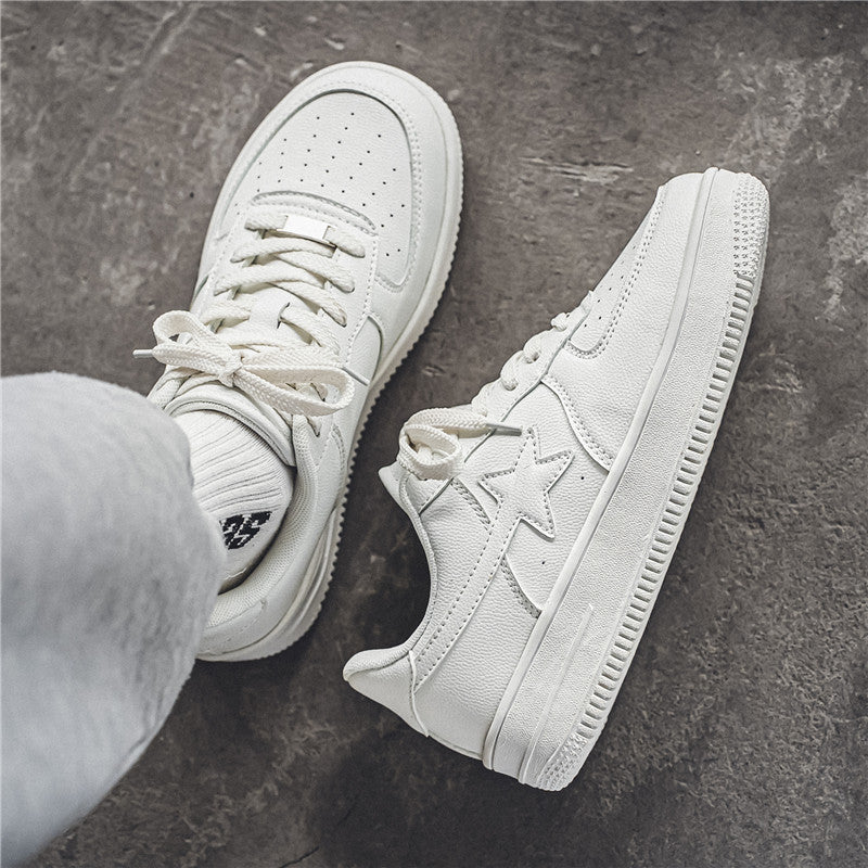 Men's Thick Sole White Sneakers | Casual Fashion Shoes