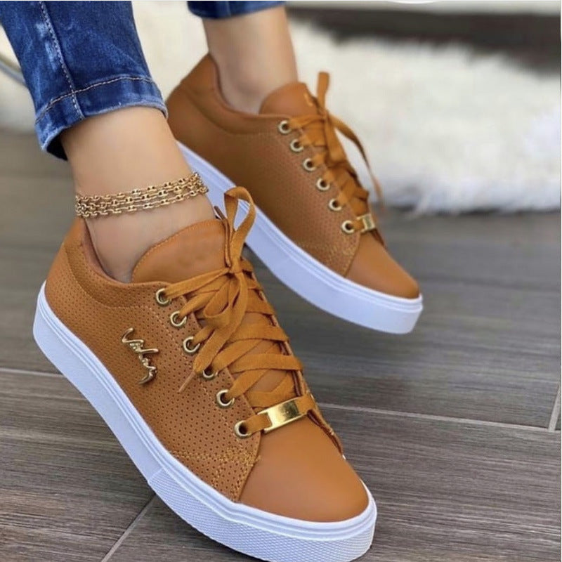 Women's Flat Sneakers | Breathable Lace-Up Casual Shoes