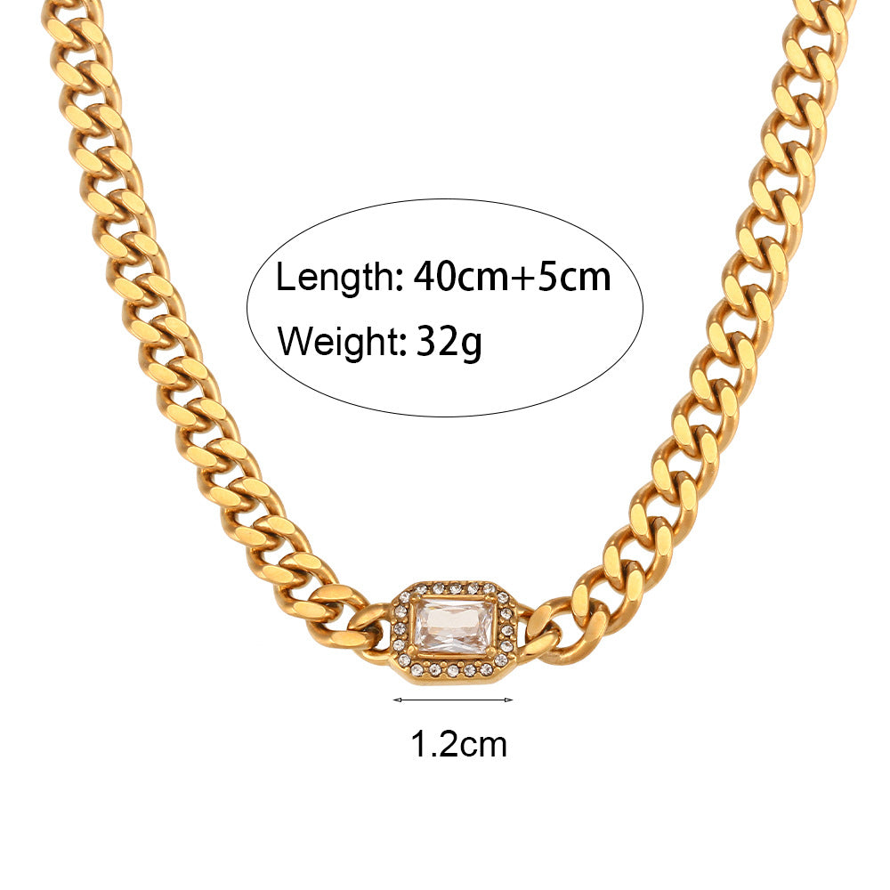 Men's Cuban Link Zircon Bracelet | Stainless Steel Chain