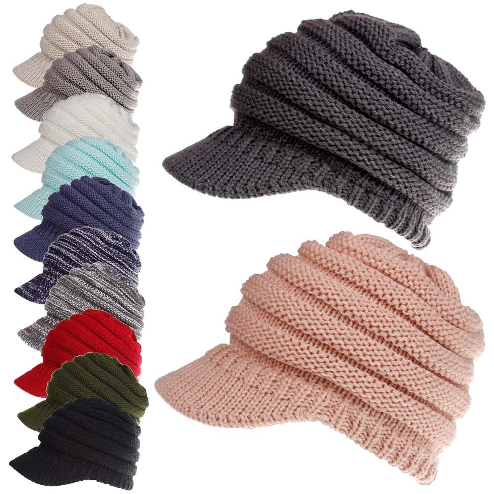 Women's Ponytail Knit Beanie | Warm Winter Knitted Hat
