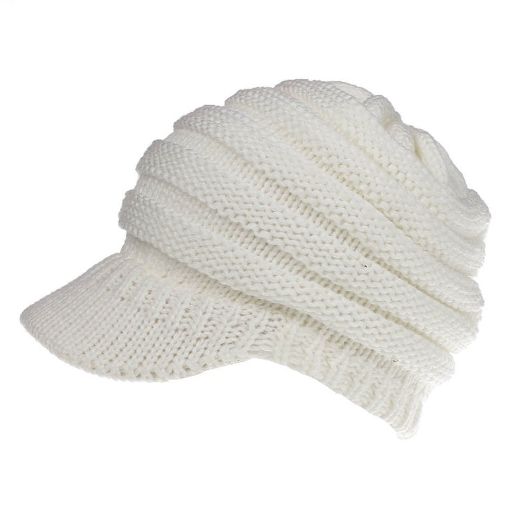 Women's Ponytail Knit Beanie | Warm Winter Knitted Hat
