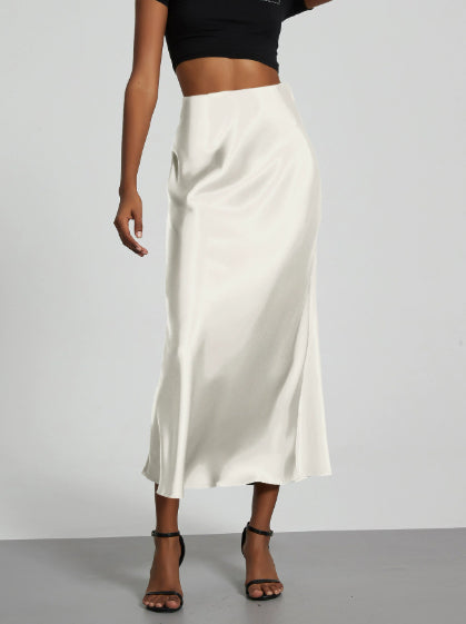 Women's Satin Maxi Skirt | Elegant Slim Fit Long Skirt