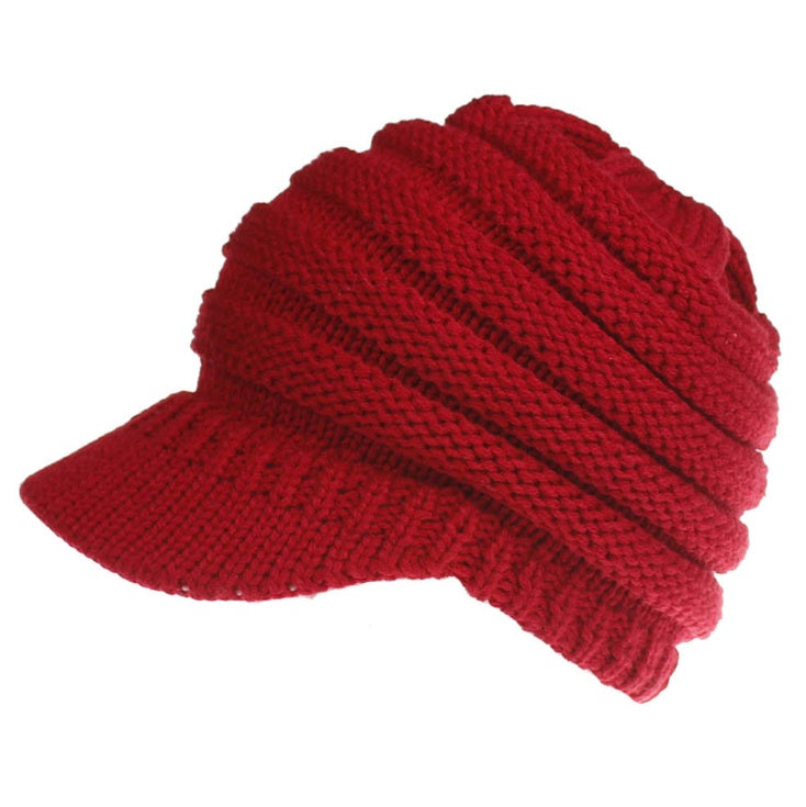 Women's Ponytail Knit Beanie | Warm Winter Knitted Hat