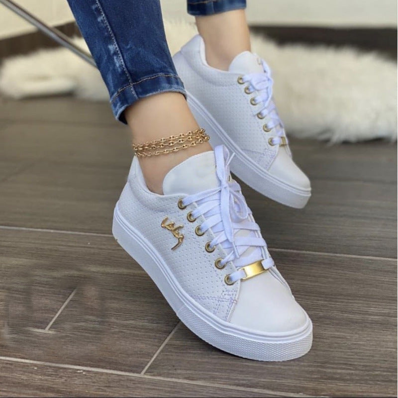 Women's Flat Sneakers | Breathable Lace-Up Casual Shoes