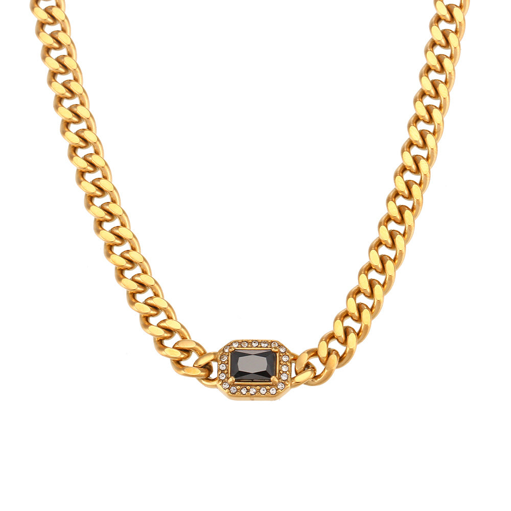 Men's Cuban Link Zircon Bracelet | Stainless Steel Chain