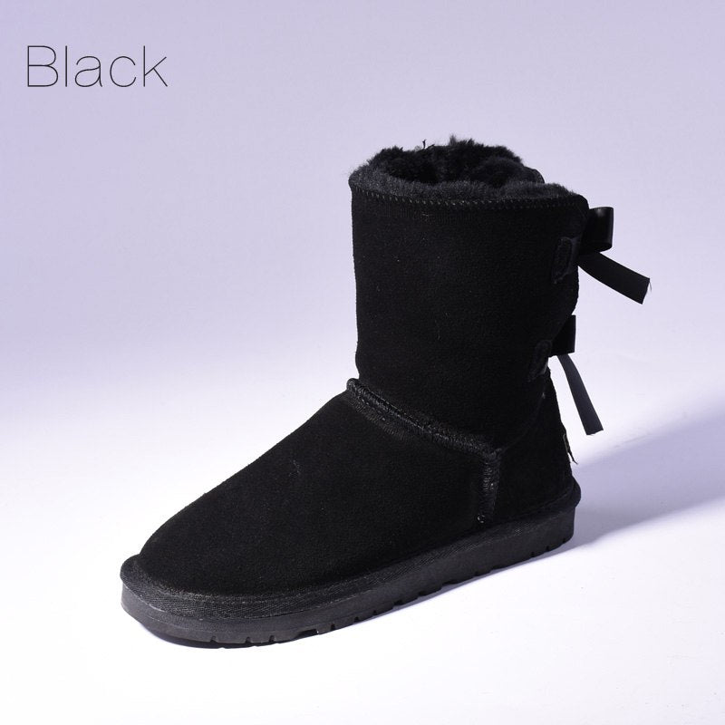 Women's Fur Snow Boots | Warm Winter Bow Ankle Boots