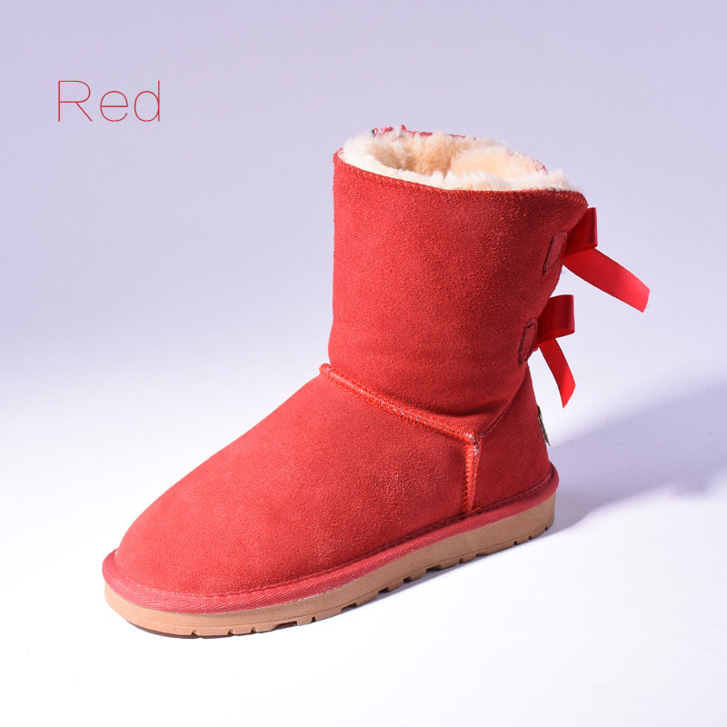 Women's Fur Snow Boots | Warm Winter Bow Ankle Boots