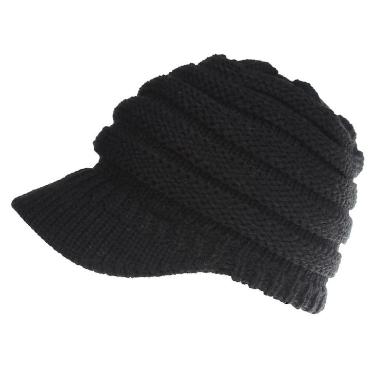 Women's Ponytail Knit Beanie | Warm Winter Knitted Hat