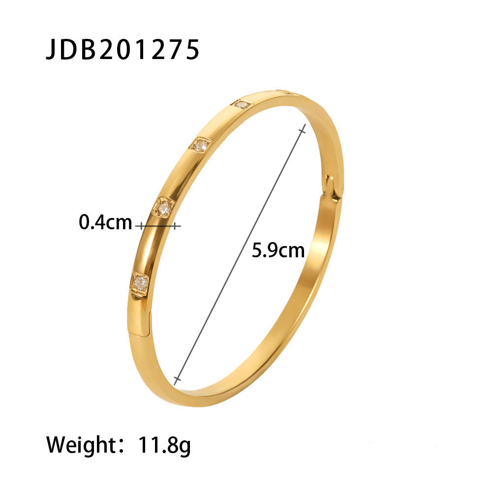 Gold-Plated Zirconia Bracelet | Stainless Steel Jewelry