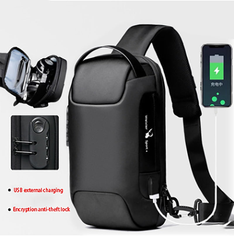 Men’s Waterproof Anti-Theft Sling Bag | USB Travel Chest Bag