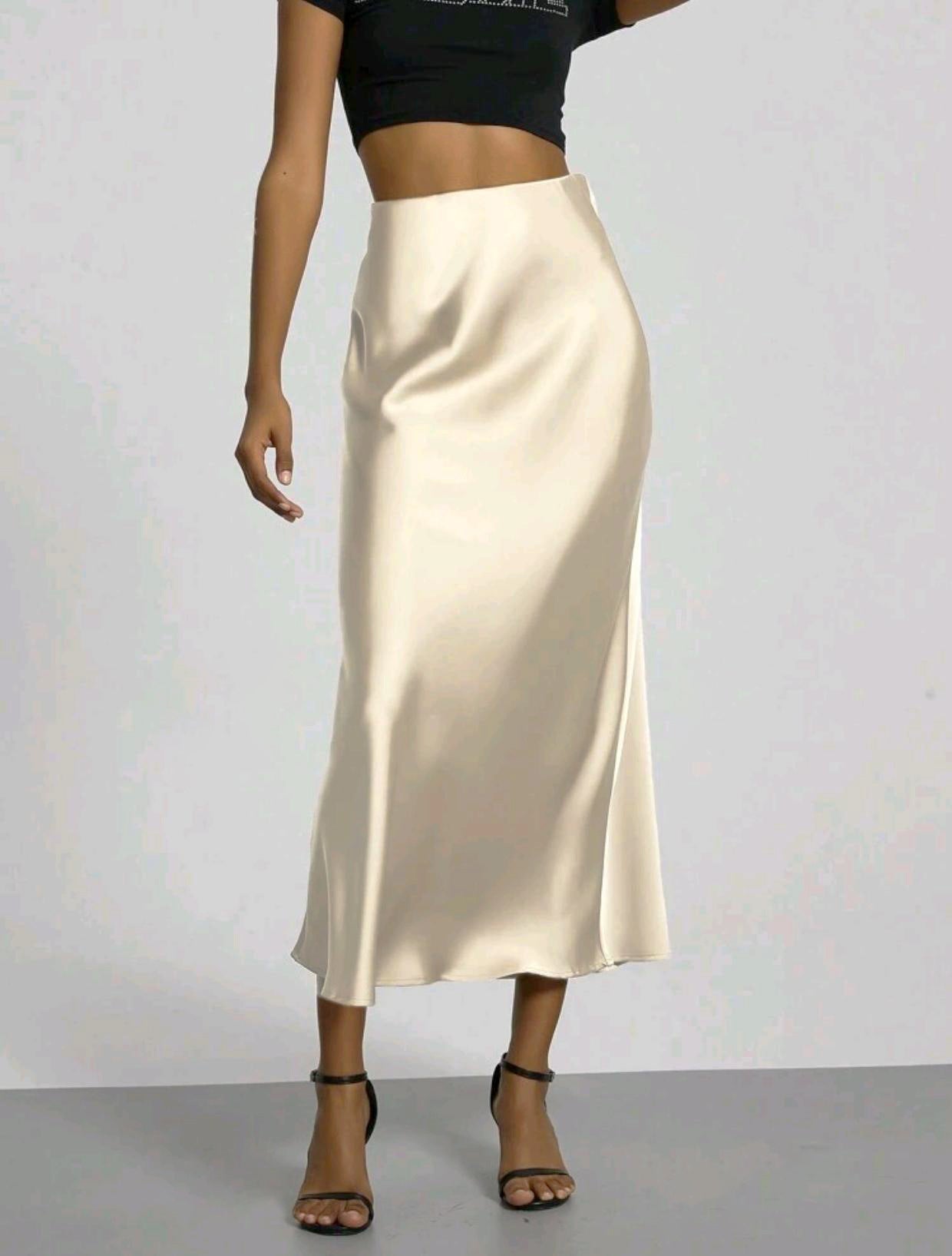 Women's Satin Maxi Skirt | Elegant Slim Fit Long Skirt
