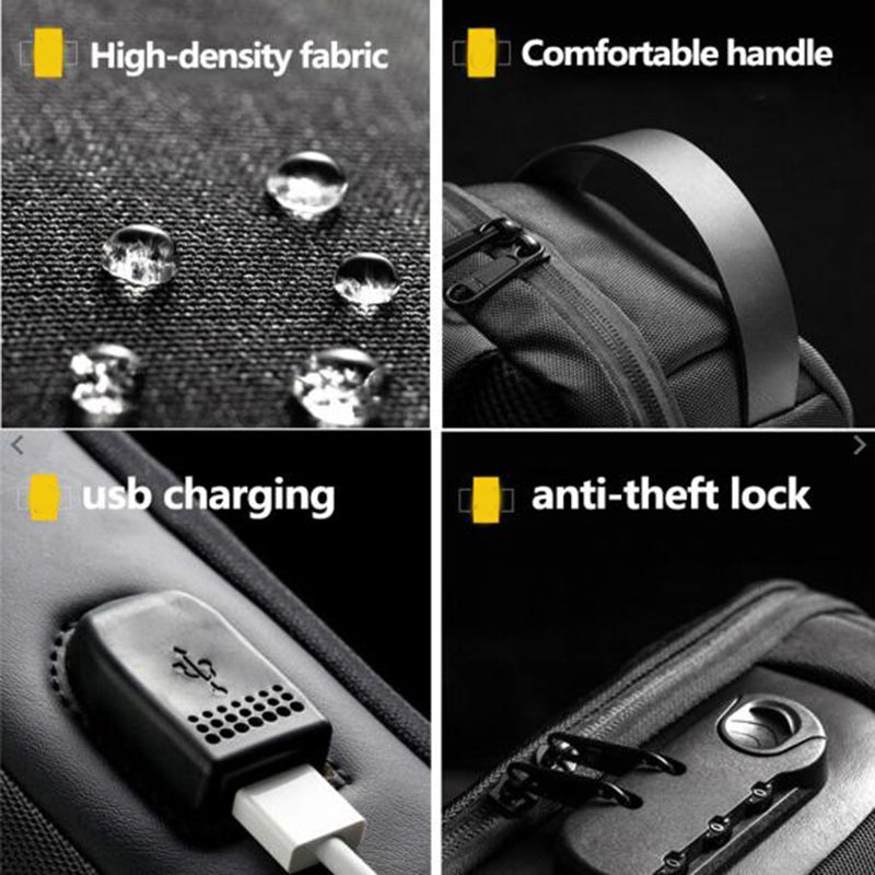Men’s Waterproof Anti-Theft Sling Bag | USB Travel Chest Bag
