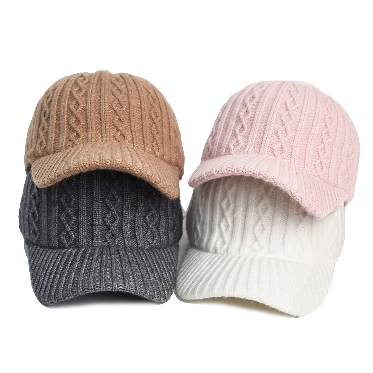 Knitted Wool Baseball Cap | Warm Winter Peaked Hat
