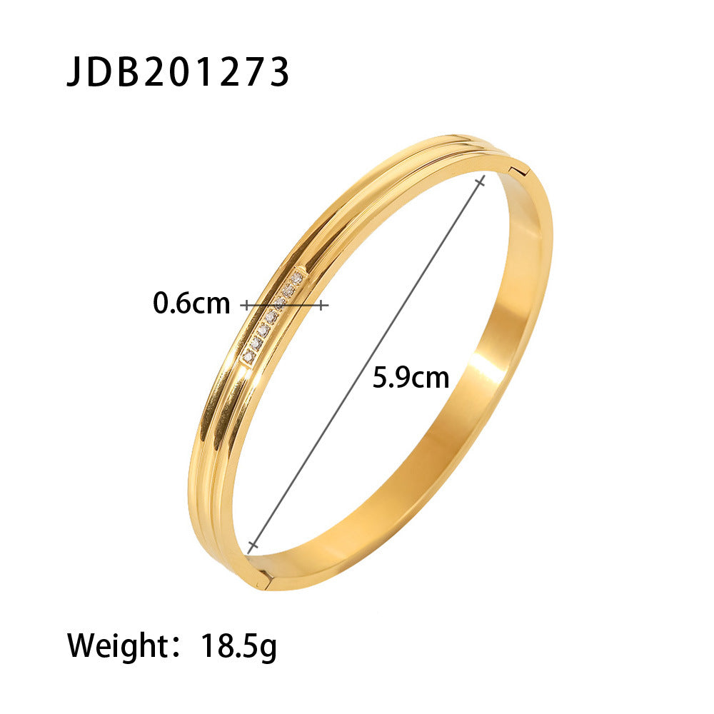 Gold-Plated Zirconia Bracelet | Stainless Steel Jewelry