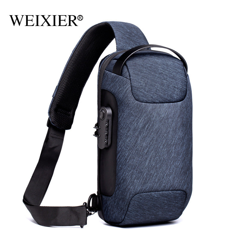 Men’s Waterproof Anti-Theft Sling Bag | USB Travel Chest Bag