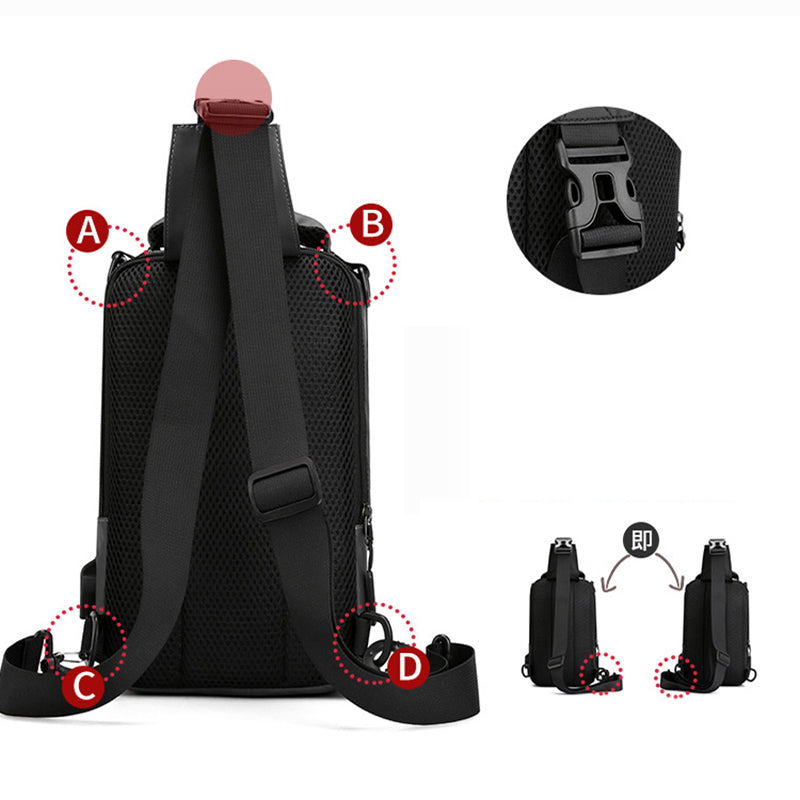 Men's Multifunction Sling Backpack | USB Crossbody Bag