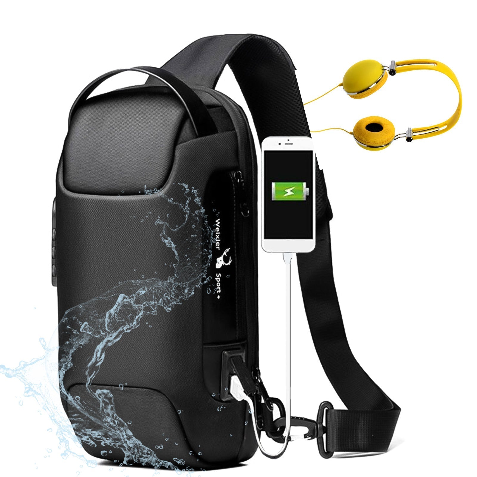 Men’s Waterproof Anti-Theft Sling Bag | USB Travel Chest Bag