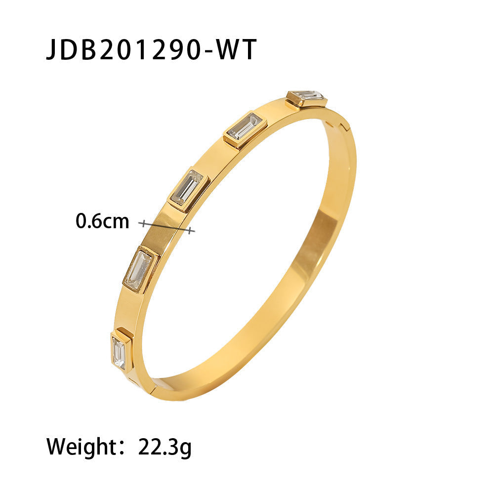 Gold-Plated Zirconia Bracelet | Stainless Steel Jewelry