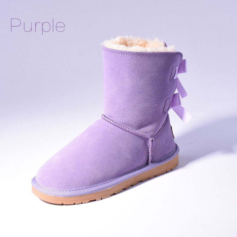Women's Fur Snow Boots | Warm Winter Bow Ankle Boots