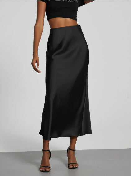 Women's Satin Maxi Skirt | Elegant Slim Fit Long Skirt