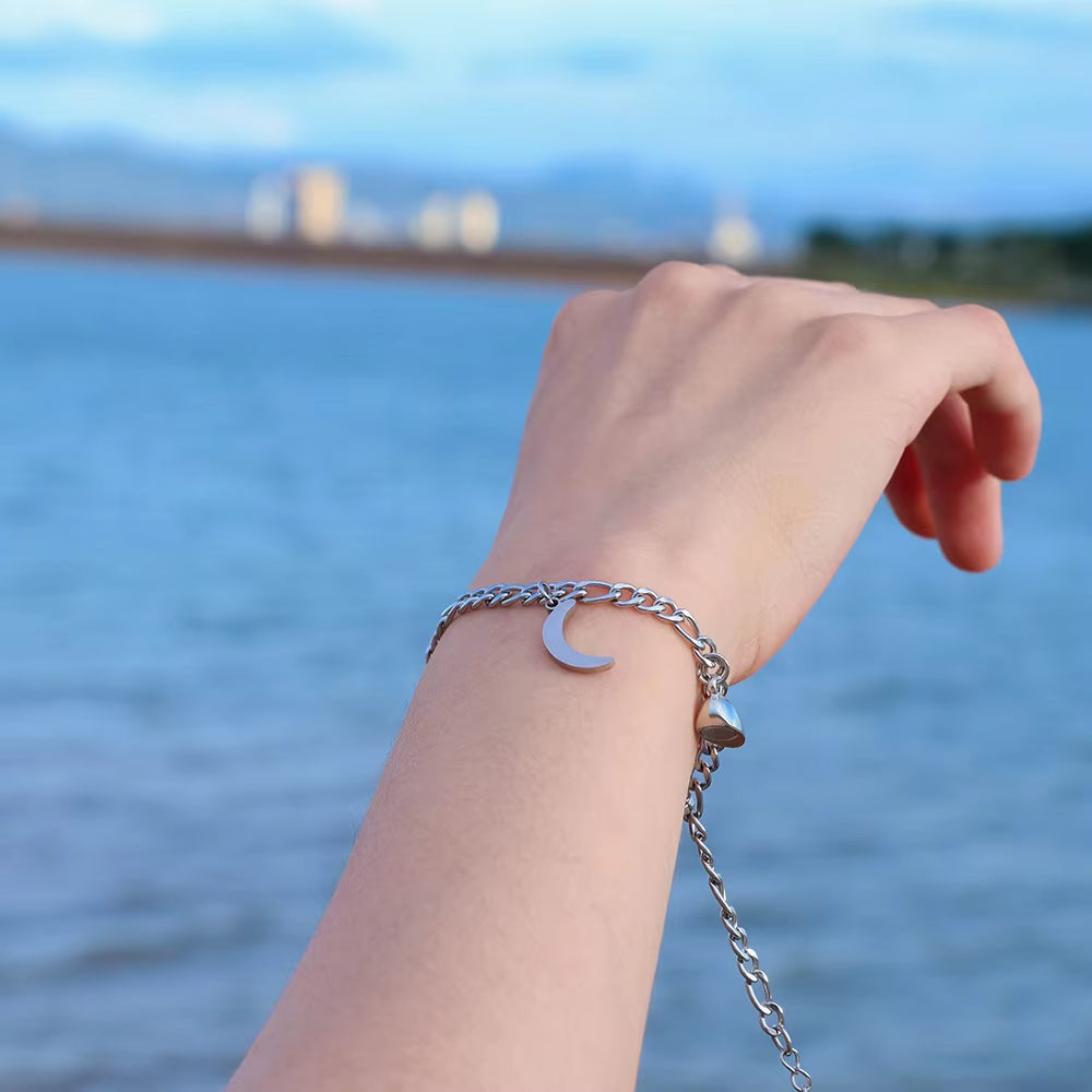 Couples Sun Moon Magnetic Bracelets | Stainless Steel Set