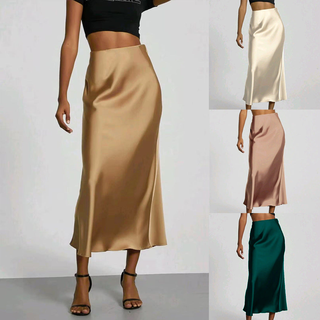 Women's Satin Maxi Skirt | Elegant Slim Fit Long Skirt