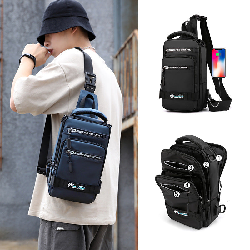 Men's Multifunction Sling Backpack | USB Crossbody Bag