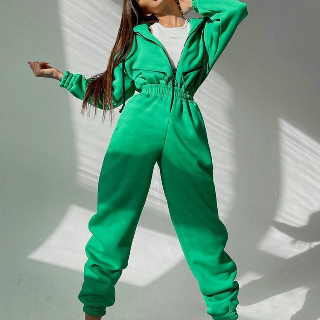 Women's Two Piece Hoodie Set | Casual Zip-Up Tracksuit