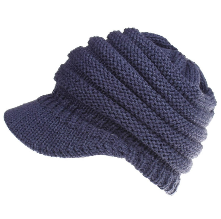 Women's Ponytail Knit Beanie | Warm Winter Knitted Hat