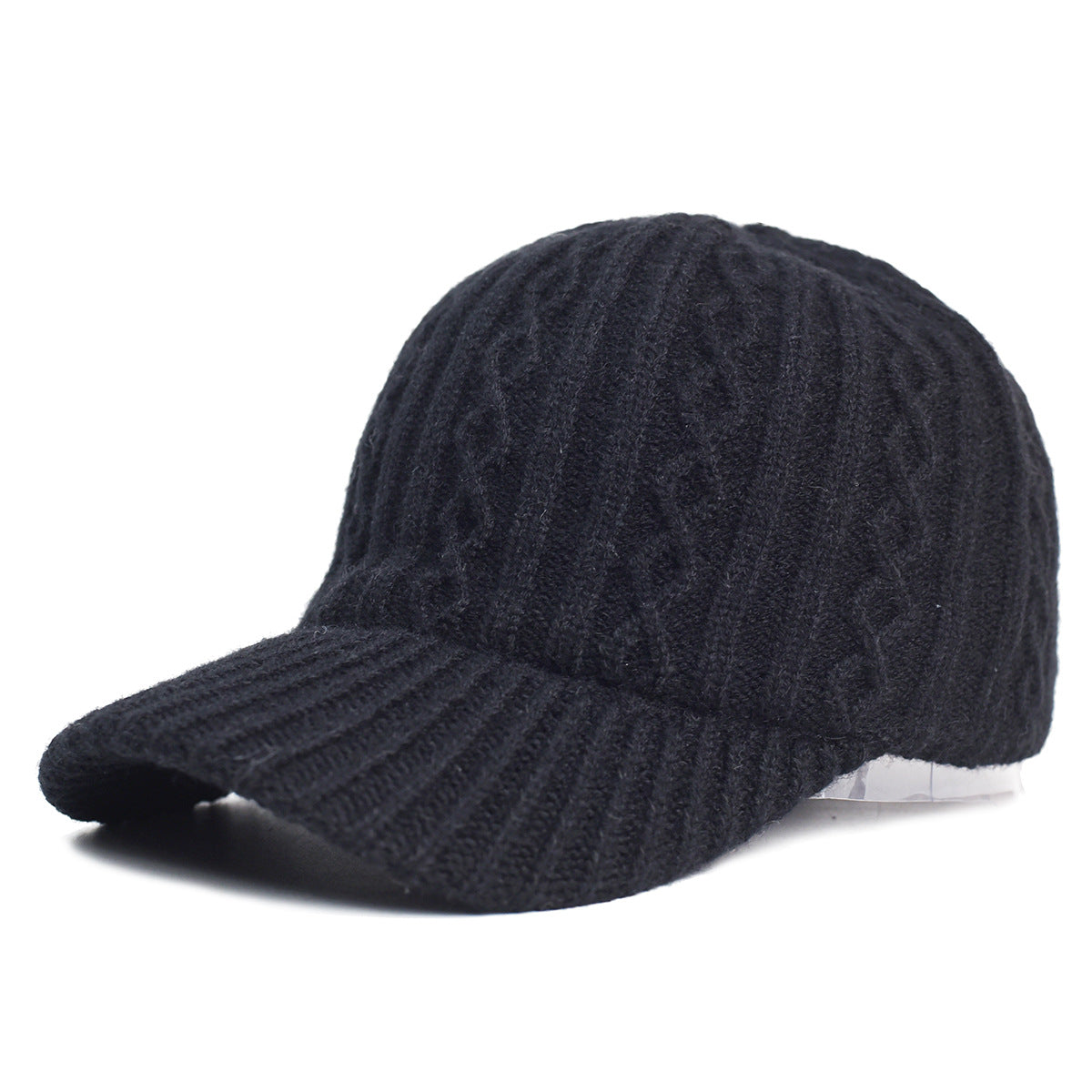 Knitted Wool Baseball Cap | Warm Winter Peaked Hat
