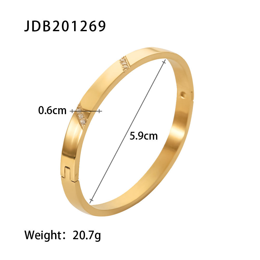 Gold-Plated Zirconia Bracelet | Stainless Steel Jewelry