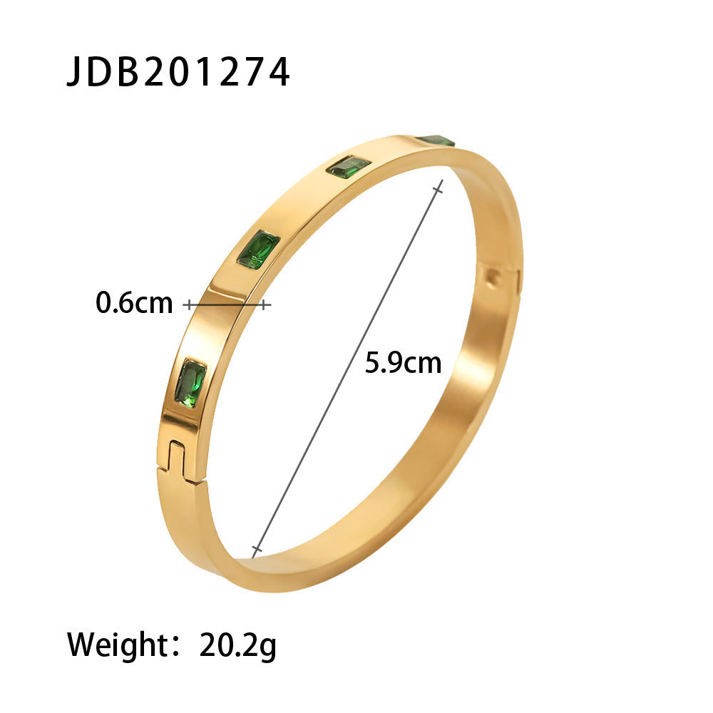 Gold-Plated Zirconia Bracelet | Stainless Steel Jewelry