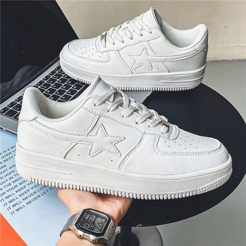 Men's Thick Sole White Sneakers | Casual Fashion Shoes