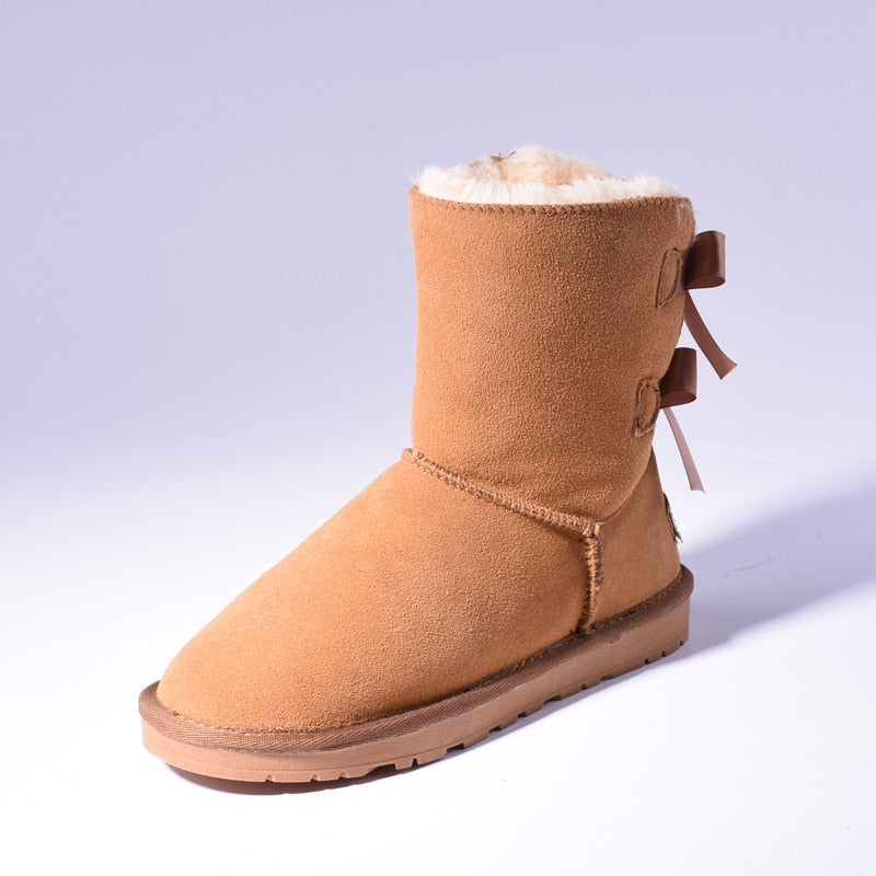 Women's Fur Snow Boots | Warm Winter Bow Ankle Boots