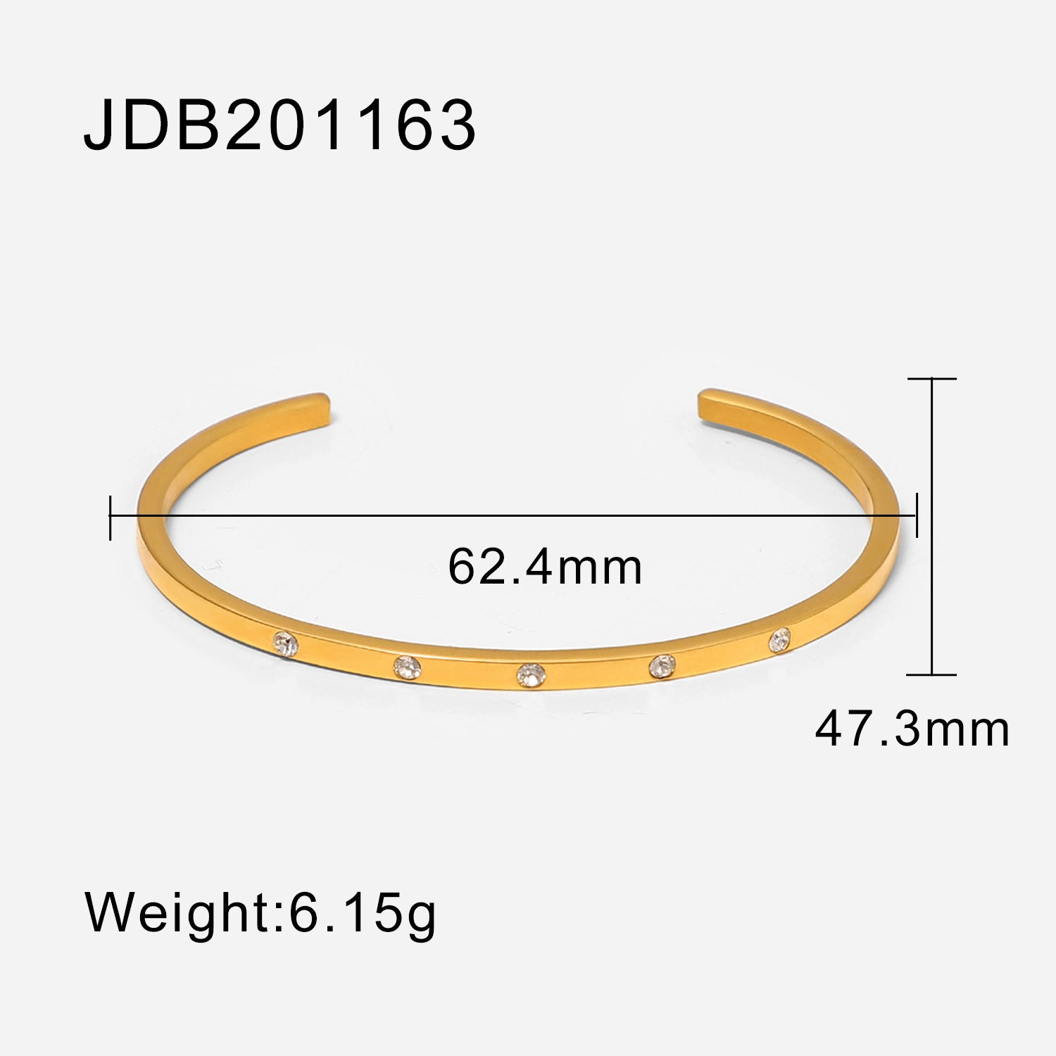 Gold-Plated Zirconia Bracelet | Stainless Steel Jewelry