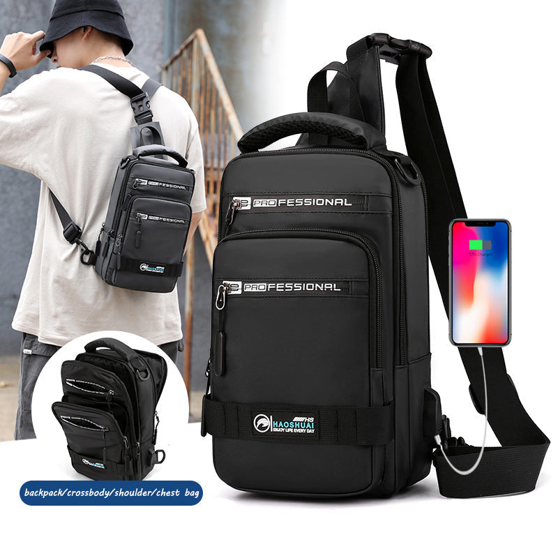 Men's Multifunction Sling Backpack | USB Crossbody Bag