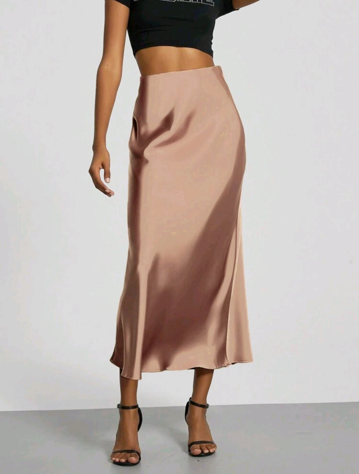 Women's Satin Maxi Skirt | Elegant Slim Fit Long Skirt