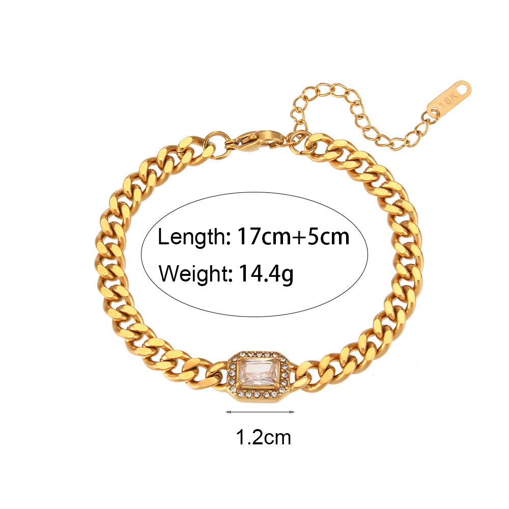 Men's Cuban Link Zircon Bracelet | Stainless Steel Chain
