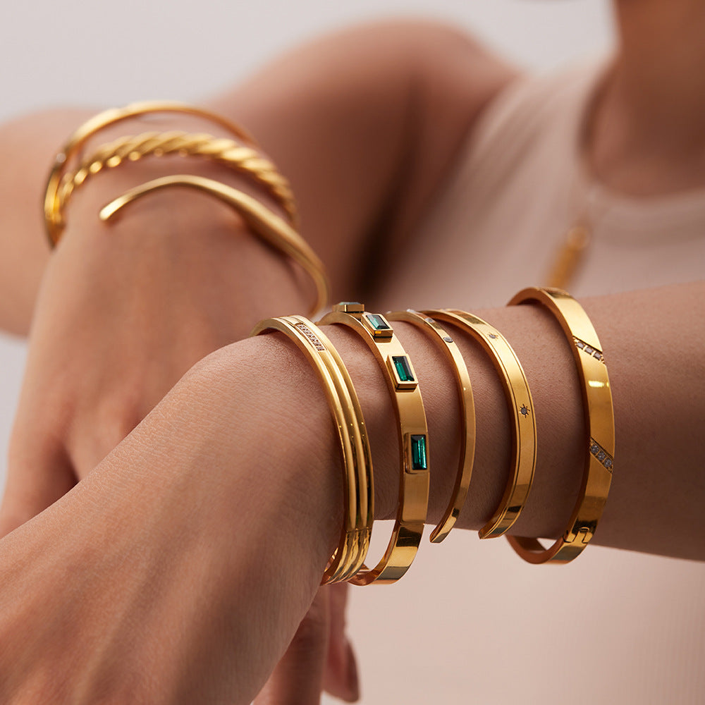 Gold-Plated Zirconia Bracelet | Stainless Steel Jewelry