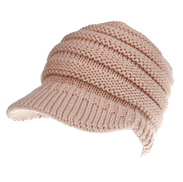 Women's Ponytail Knit Beanie | Warm Winter Knitted Hat