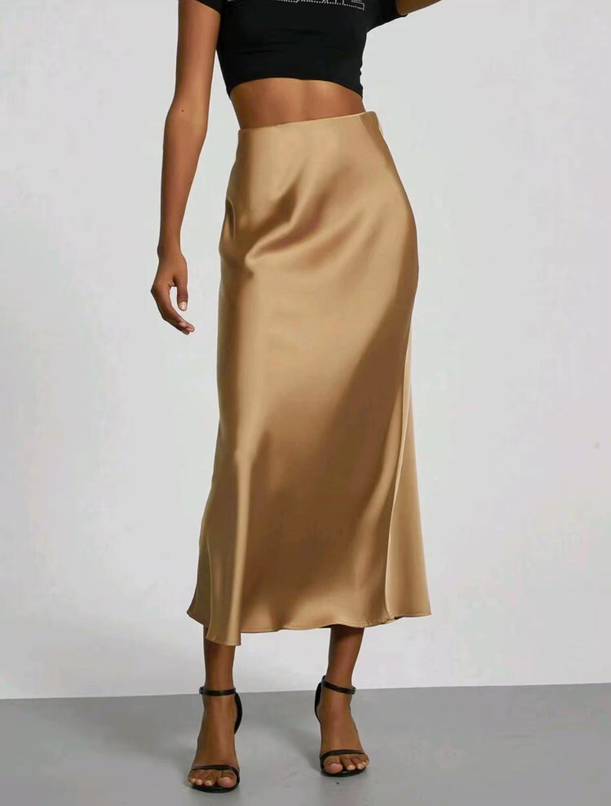 Women's Satin Maxi Skirt | Elegant Slim Fit Long Skirt