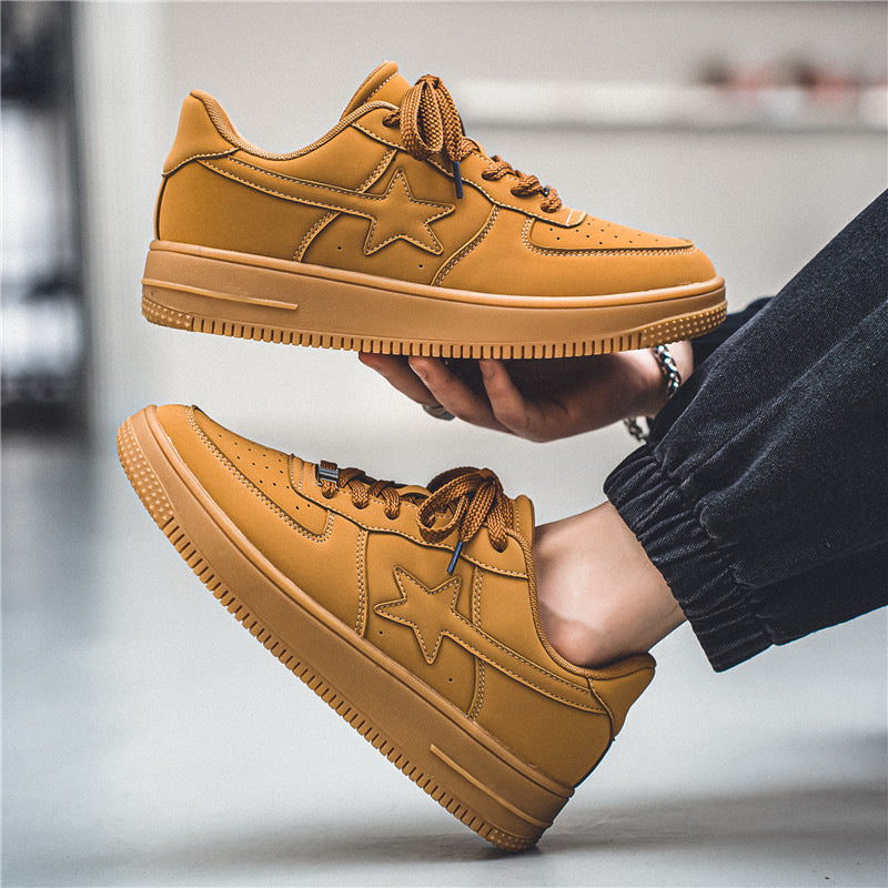 Men's Thick Sole White Sneakers | Casual Fashion Shoes