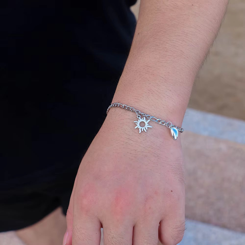 Couples Sun Moon Magnetic Bracelets | Stainless Steel Set