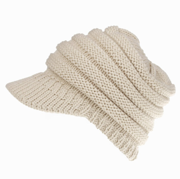 Women's Ponytail Knit Beanie | Warm Winter Knitted Hat