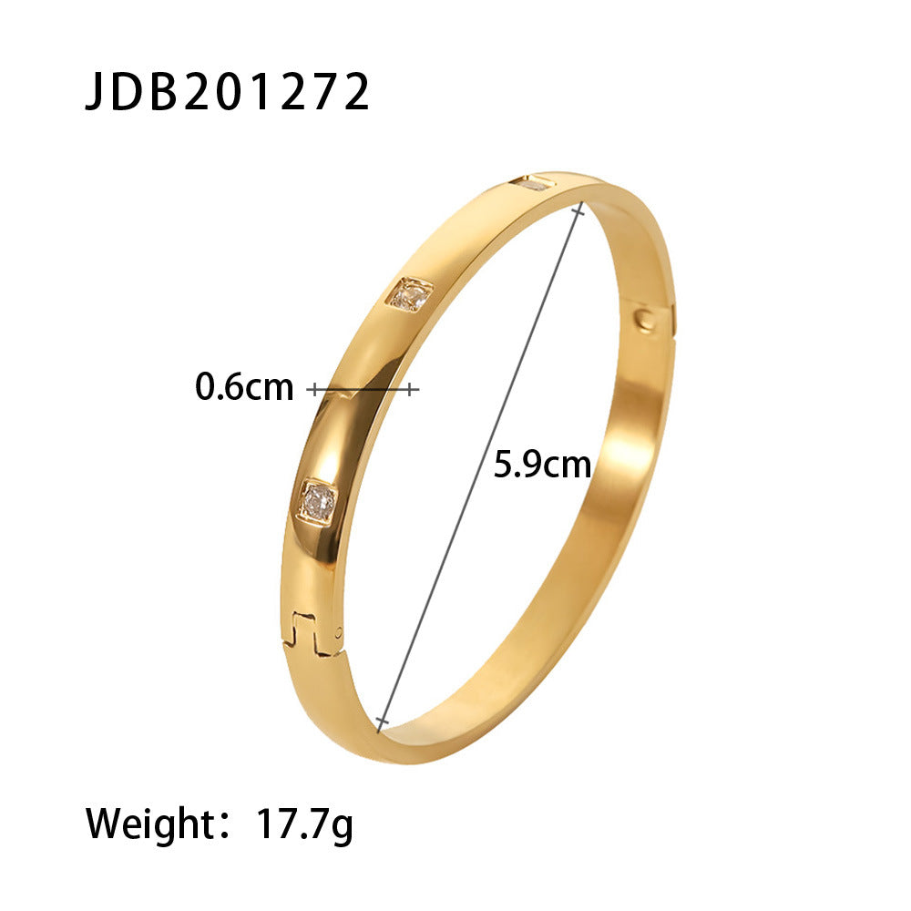 Gold-Plated Zirconia Bracelet | Stainless Steel Jewelry