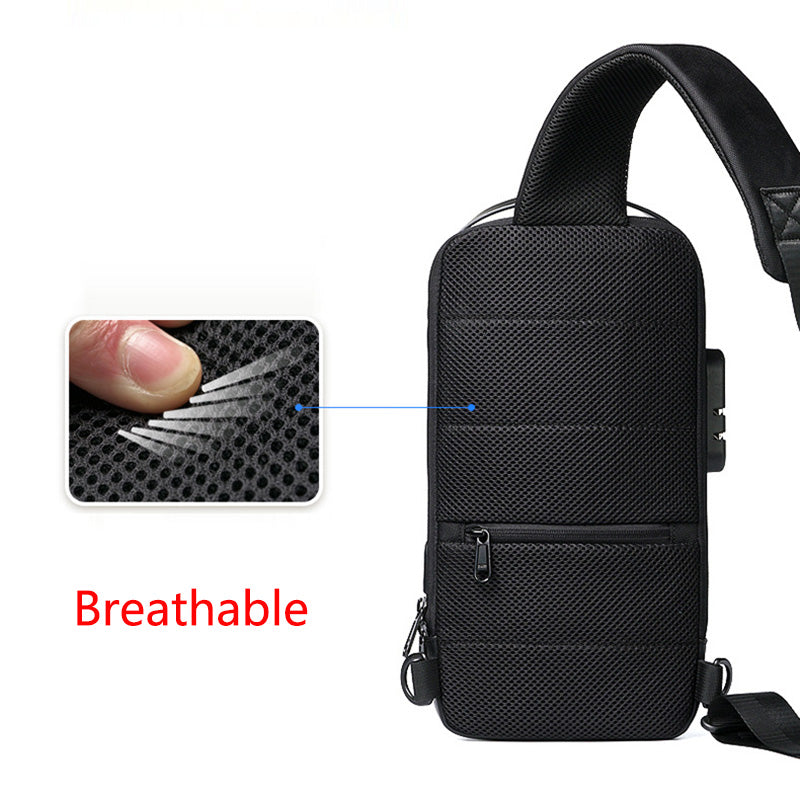 Men’s Waterproof Anti-Theft Sling Bag | USB Travel Chest Bag