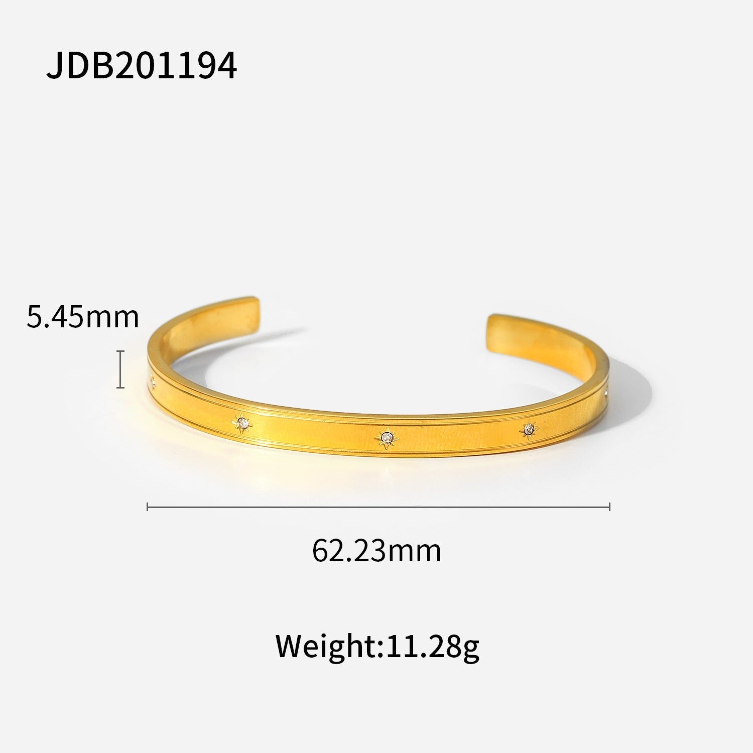 Gold-Plated Zirconia Bracelet | Stainless Steel Jewelry