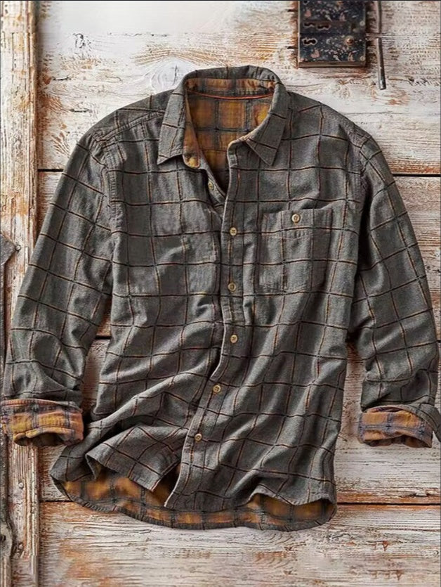 Woven Vintage Men's Plaid Shirt
