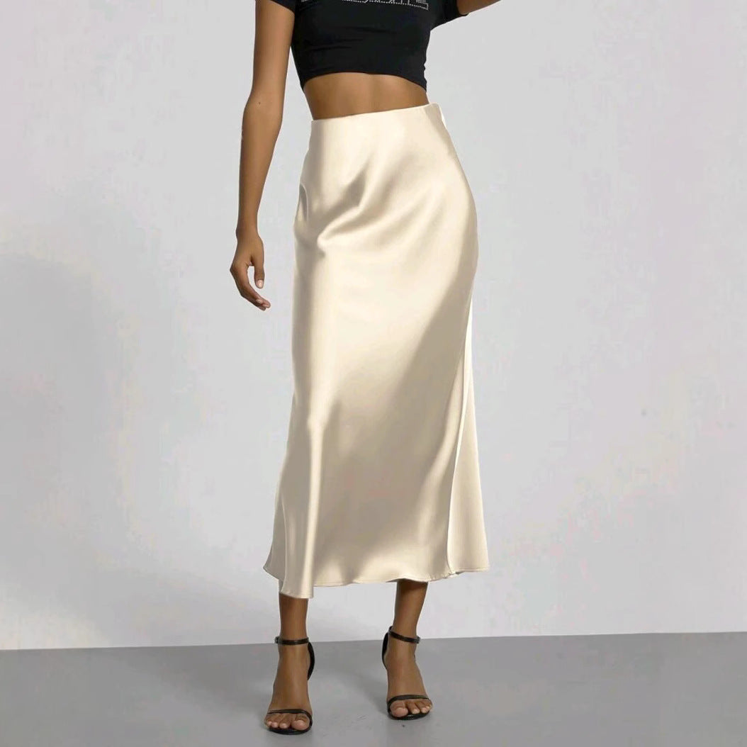 Women's Satin Maxi Skirt | Elegant Slim Fit Long Skirt